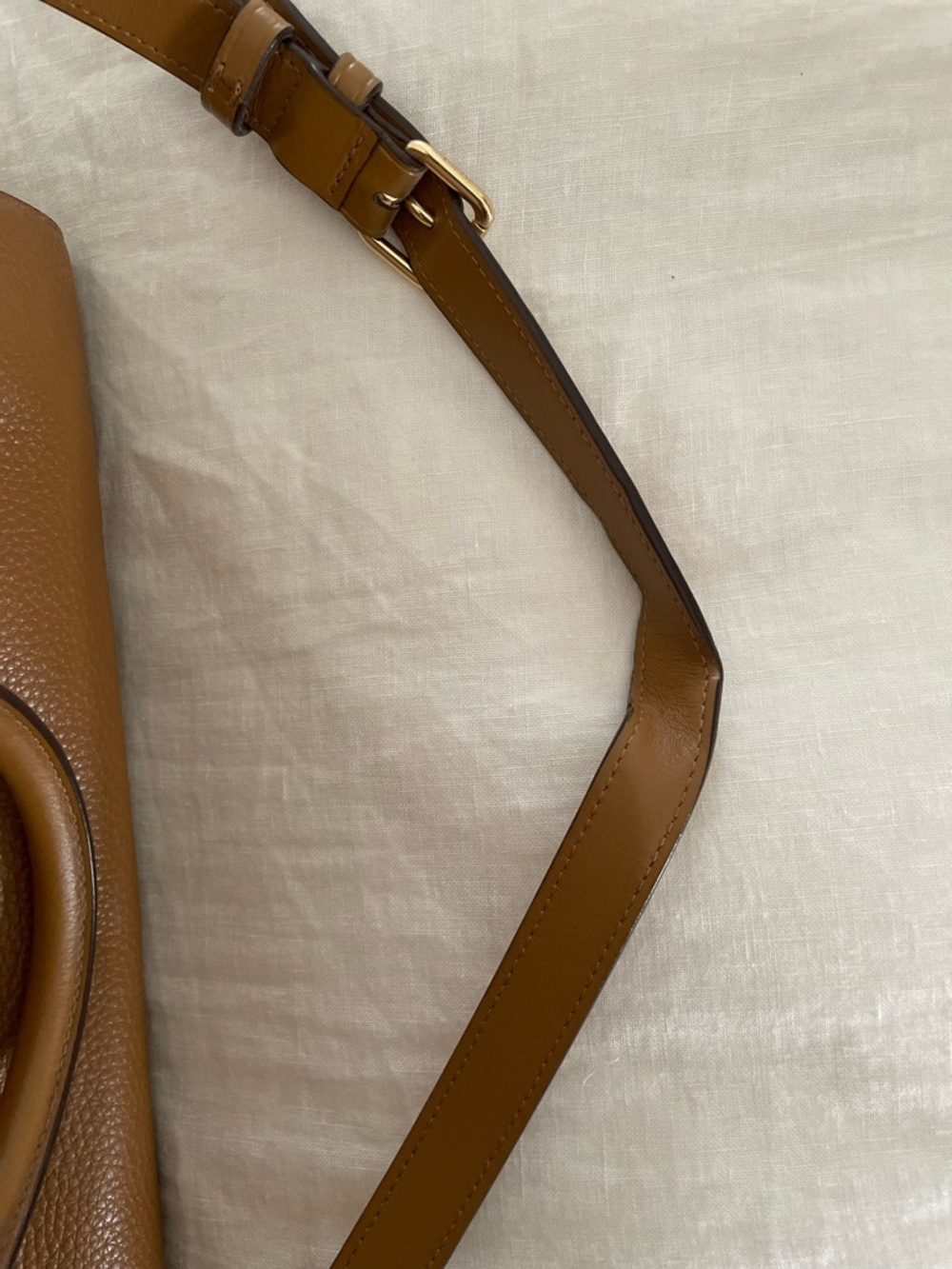 Coach Tan Pebbled Leather and Suede Satchel with Gold Hardware - Picture 7 of 7